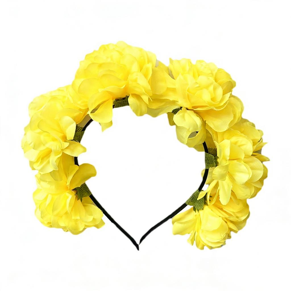 Kids Flower Crown Colorful Floral Hair Hoop Decorative Flower Hairband Realistic Artificial Rose Flower Headband For Beach Trips