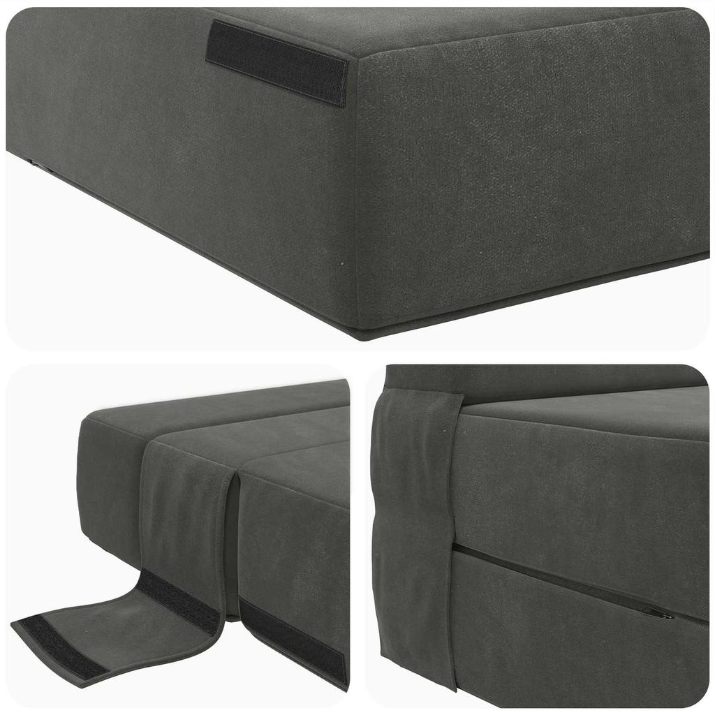 Folding Sofa Bed Dark Gray 152 x 86.5 x 60 cm Fabric