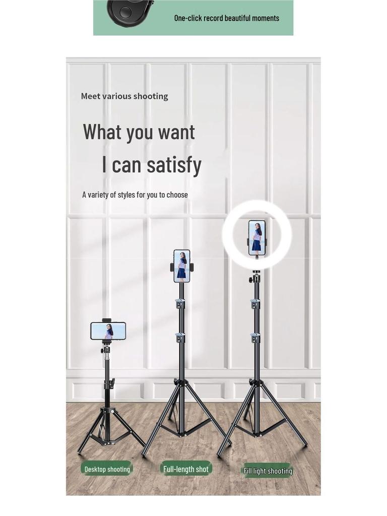 Dual Phone Outdoor Streamer Stand with Fill Light & Multi-Camera Floor Tripod