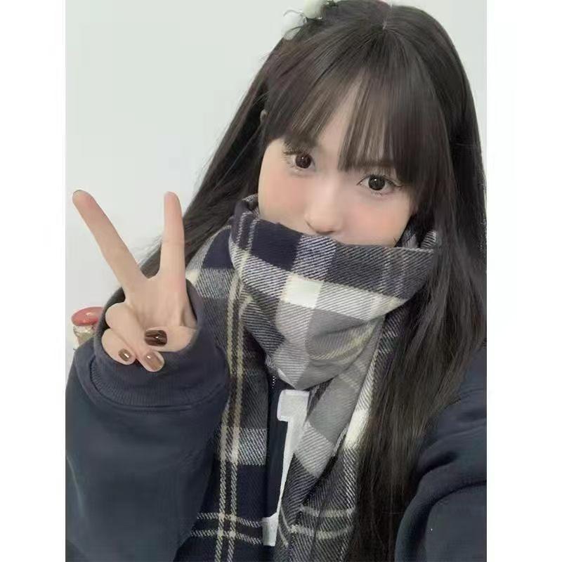 New autumn and winter scarf fashionable versatile plaid thickened male and female students scarf couple warm shawl