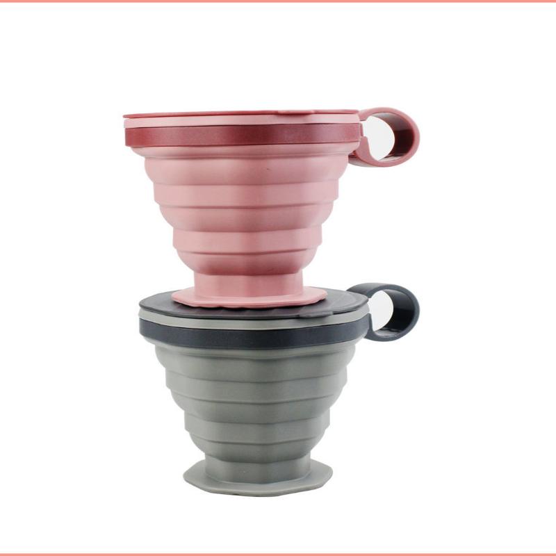Silicone Folding Coffee Cup Portable Outdoor Folding Water Cup Travel Carrying Cup With Lid Mouthwash Cup For Camping And Hiking