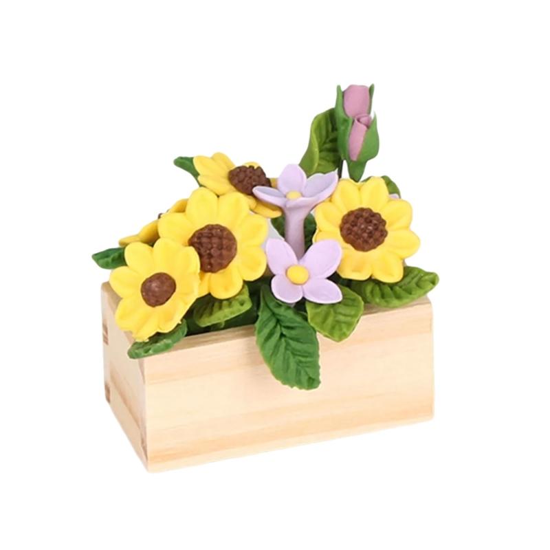 1/12 Miniature Potted Flower Model Figurine For Doll House Scene Display Accessories Microlandscape Setting Props