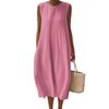 Women's Fashion Casual Sleeveless Round Neck Solid Color Elegant Temperament Dress