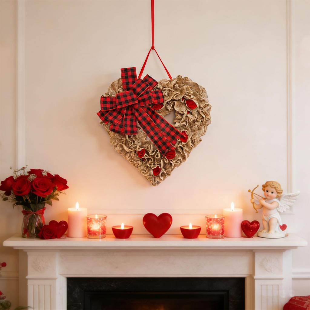 Valentine'S Day Flower Wreath Door Decoration Fabric Hanging Decoration, Confession Heart-Shaped Outfit