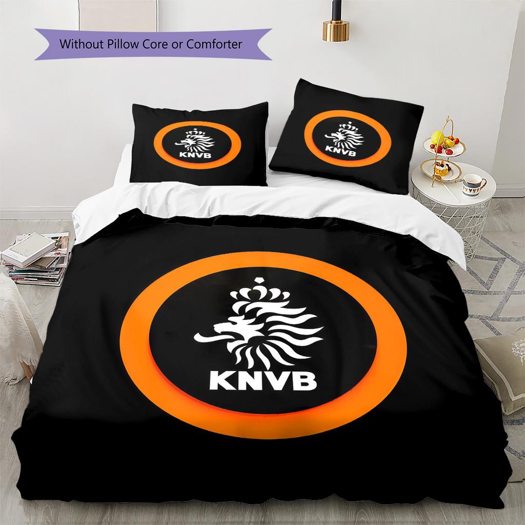 KNVB Muster Bettwäsche Bettdecke Set Heimdekoration Geschenk (1 Bettbezug + 2 Kissenbezüge (ohne Füllung))