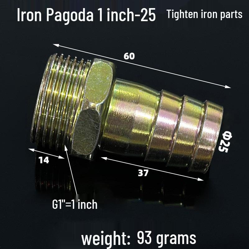 Iron-Plated Threaded Pagoda Hose Connector - Fits 1/2, 3/4, 3/8, 1/4, 1 Inch