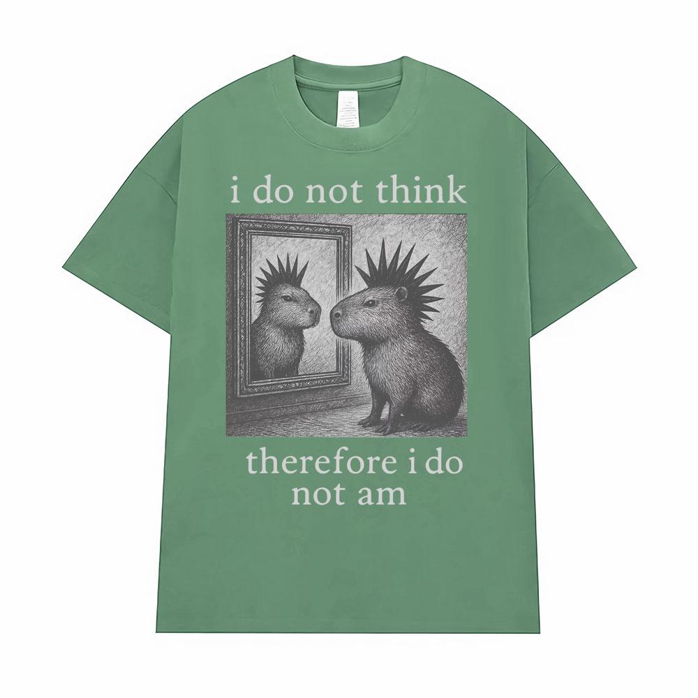 

Punk Capybara Philosophy“l Do Not Think Therefore L Do Not Am” Funny Existential Meme T Shirt Oversized Fashion Vintage T-Shirts 3XL