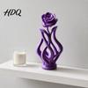 Modern Floral Art Decor 3D Printed Rose Sculpture Hollow Vase Figurine