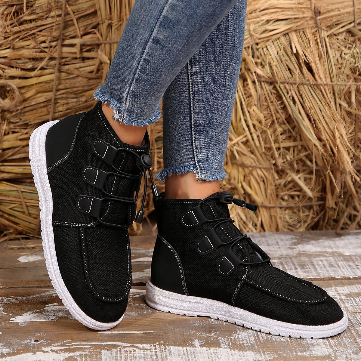 

Short women s suede cotton boots New elastic band Martin boots Large size cotton shoes High top cloth casual shoes 43 чорний
