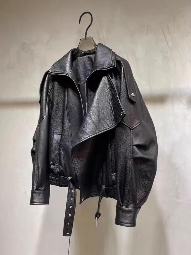 Men's Retro PU Leather Motorcycle Jacket: Heavy-Duty, Trendy Autumn Style, Casual Cool Coat.