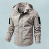 Men Casual Jacket Hooded Long Sleeve Windproof Jacket Multiple Pockets Full Zipper Closure