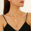 3Pcs/Set Women Necklace Three-Layer Stacking Design Heart Charm Choker Necklace Adjustable Length Layered Jewelry