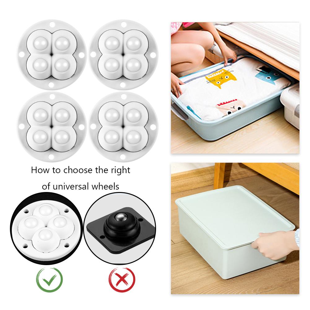 4ks Lepkavá otočná kladka 360 stupňů Volná rotace Samolepicí otočná kolečka Příslušenství pro nádoby Úložný box Nábytek
