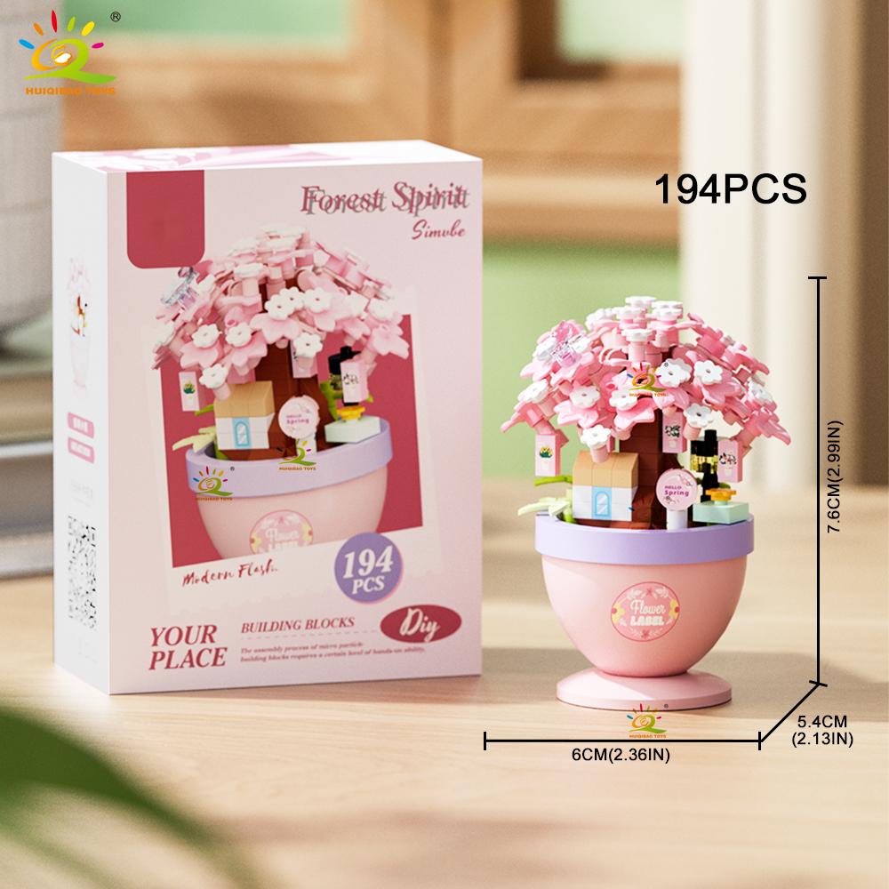 Moc Flower With Pot Micro Building Block Sunflower Rose Eternal Bouquet Mini Diamond Model Brick Toy For Children Desk