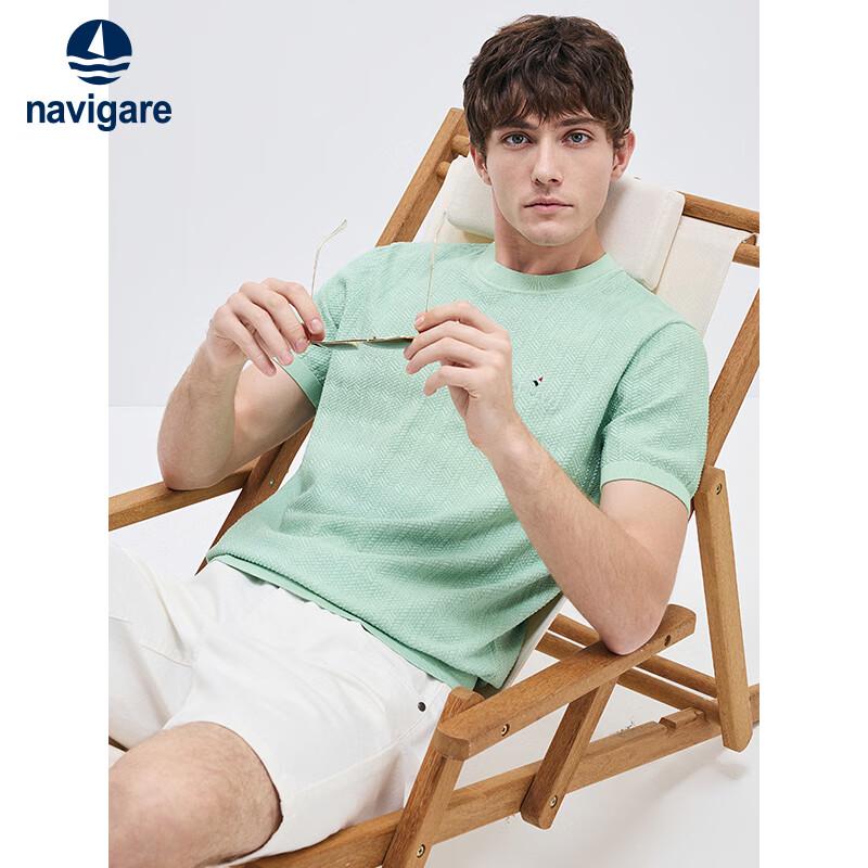 Navigare Men s Cool-Feel Jacquard Knit Round Neck T-Shirt 2XL