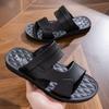 Men's Leather Thick Sole Beach Summer Outdoor Dad Non-Slip Wear-Resistant Dual-Purpose Cool Slippers