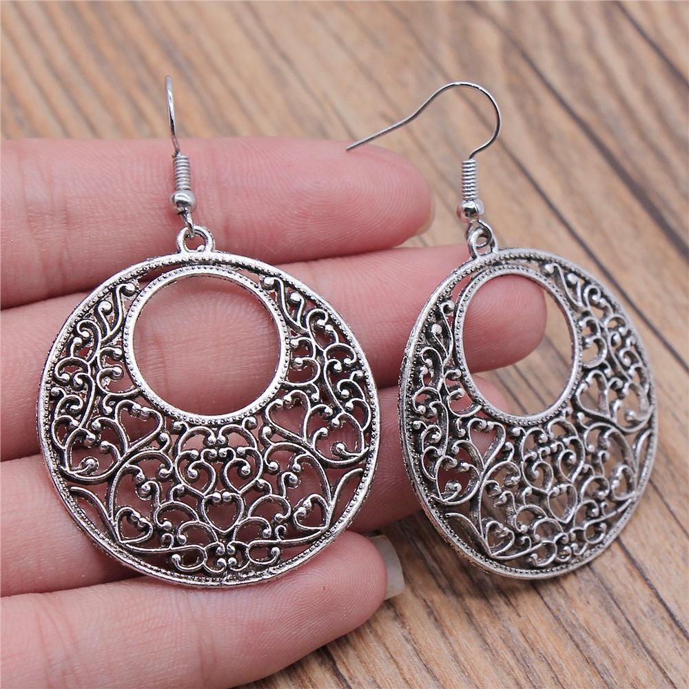 38 Styles Women Ethnic Style Jewelry Earrings Bohemia Carved Round Oval Waterdrop Flower Pattern Dangle Earrings Drop Earrings