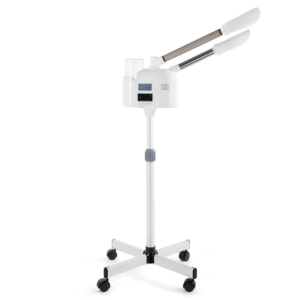 Dual-Function Facial Steamer with Touch Screen Timer, Cold/Hot Mist, LED Lamp, and Magnifying Glass