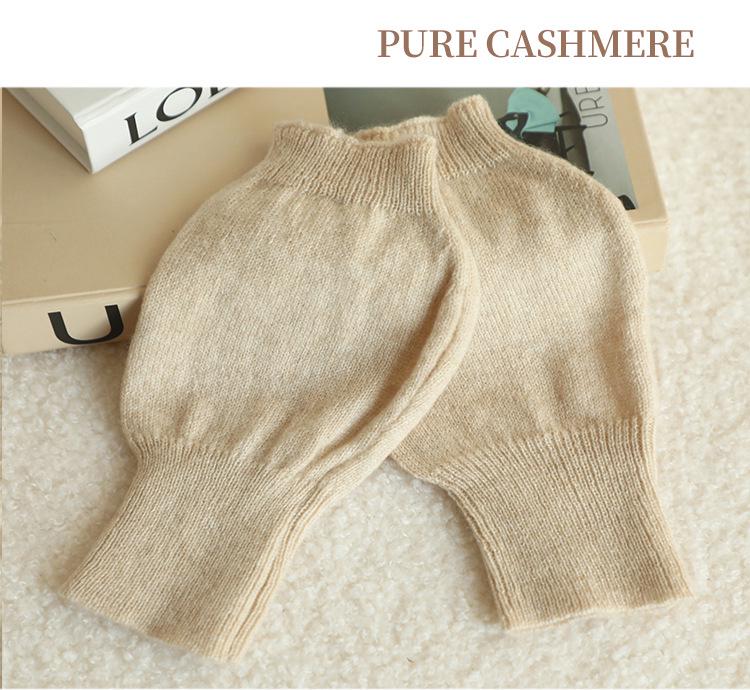 Women's 100% Pure Cashmere Half-Finger Gloves: Fingerless, Plain Knit, Warm and Cozy for Autumn/Winter