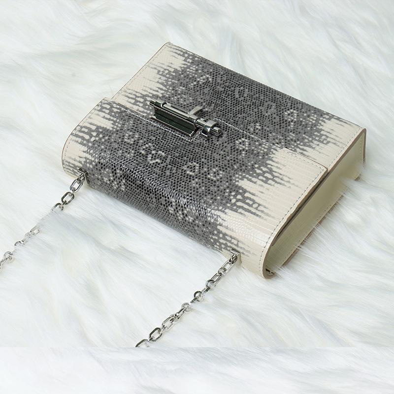 First Layer Cowhide Chain Bag Women'S Latch Bag Leather Lock Small Square Bag Shoulder Messenger Bag