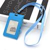 Simple Student Kids Lanyard Card Holder Slim Wallet Boys Pu Id Certificate Bus Door Credit Card Bag for Girls Zipper Coin Purses
