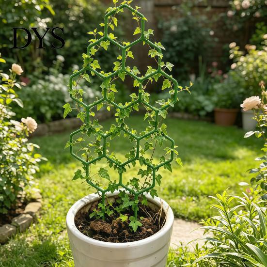 Stable Support for Small Vines Metal Honeycomb Trellis Potted Plants, 13.8" Climbing Plant Plants Indoor Hoya Pothos Ivy And Houseplants, Decorative