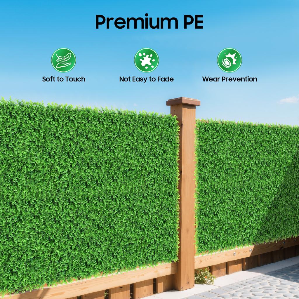 12 Pcs Artificial Boxwood Hedge Panels, UV Protected Outdoor Indoor Privacy Fence Screen, 40x60cm Green Grass Wall