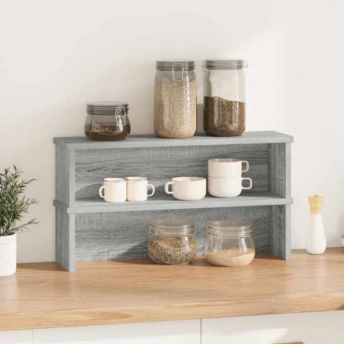 VidaXL Stackable Kitchen Shelves 2 Pcs Sonoma Grey 50x15x16 Cm, Kitchen Storage Shelf, Cabinet Organizer 860492