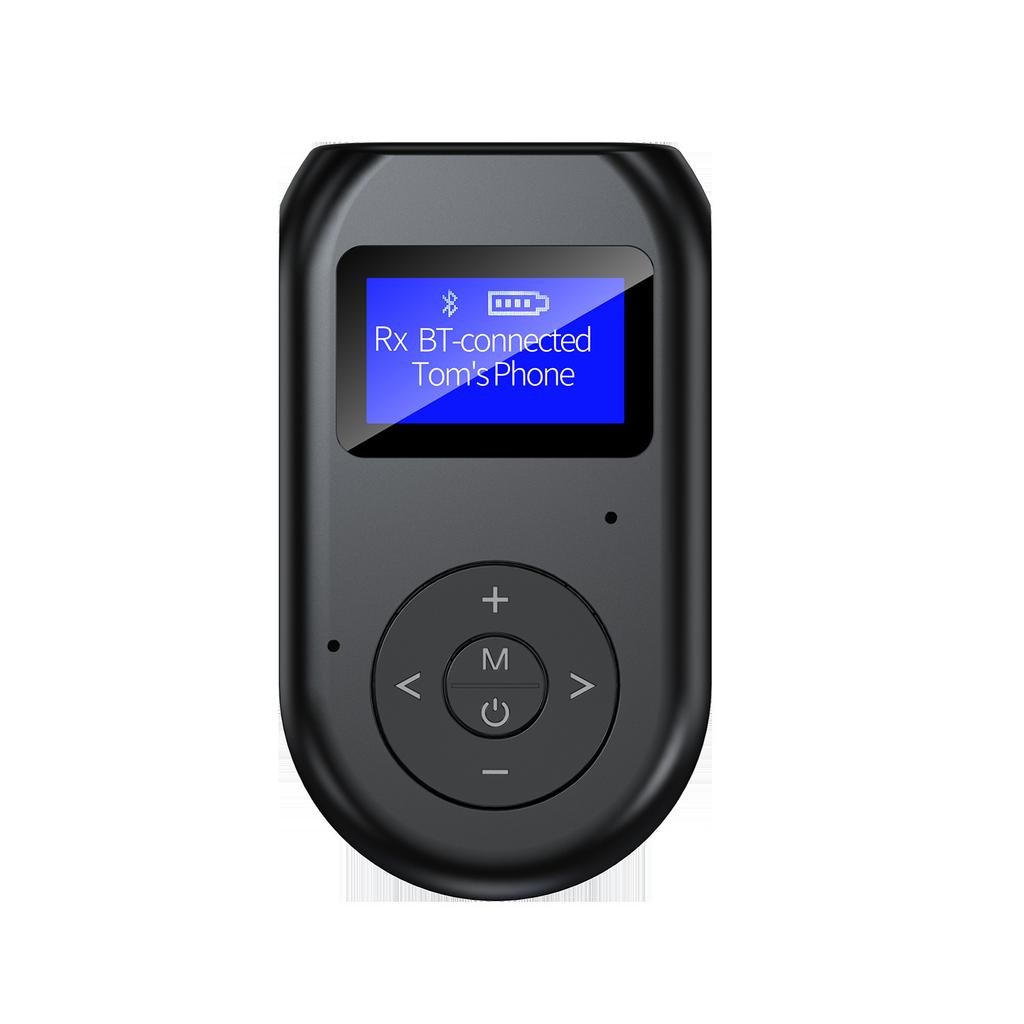 Bluetooth 5.0 Transmitter Receiver 3.5mm AUX 3 in 1 Wireless Bluetooth Adapter With Display Screen Low Latency Audio Adapter LCD