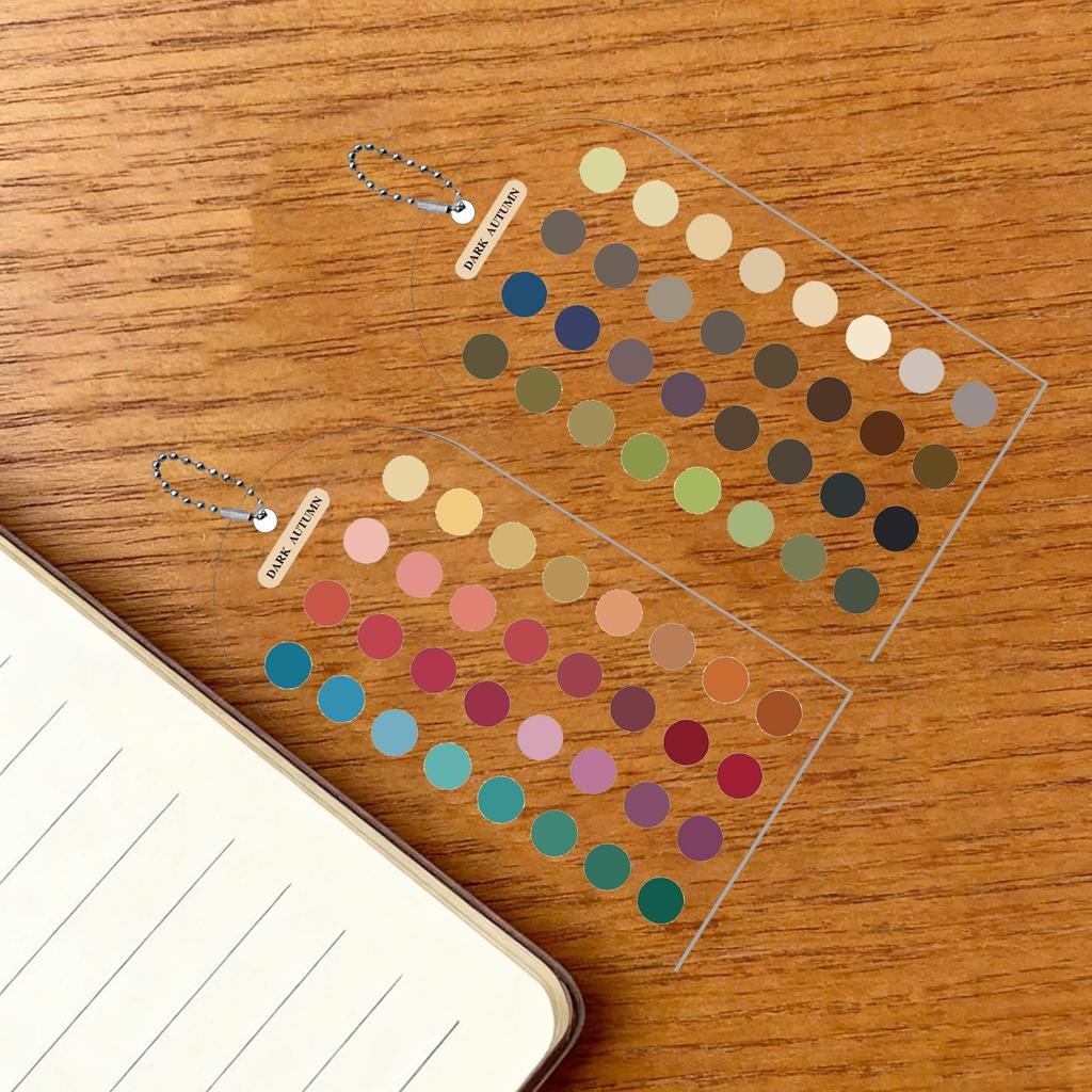 2pcs Acrylic Color Analysis Cards, Double-Sided Fashion Template w/Bead Chain, Personal Seasonal Color Matching Guide for Outfit