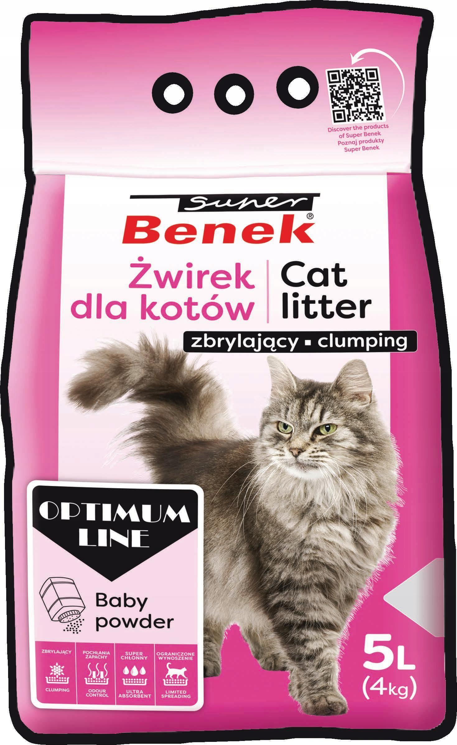 Super Benek Optimum Line Hrudkujúca mačacia podstielka 5 L