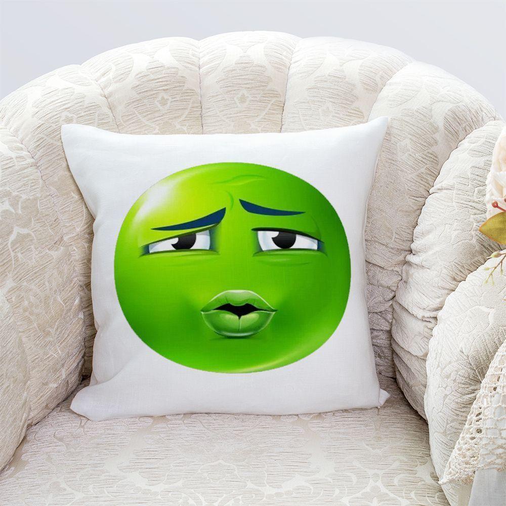 Green Face Little Mung Bean Funny Pillow Cover, Zippered & Removable Washable, Home Bedroom Bedside Cushion Cover