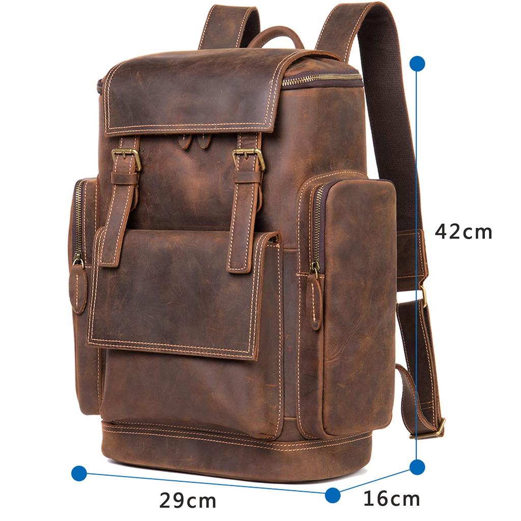 Luufan Genuine Leather Backpack for Men, Large Capacity Business Backpack, Fits 17-inch Laptops, A4B4 File Storage, Durable Cowhide Leather Daypack