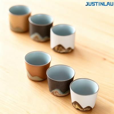 50ml/55ml Hand Drawn Mountain Shape Teacup Retro Ceramic Tea Cup Kung Fu Tea Set Coffee Cup Small Water Cup Porcelain Teaware