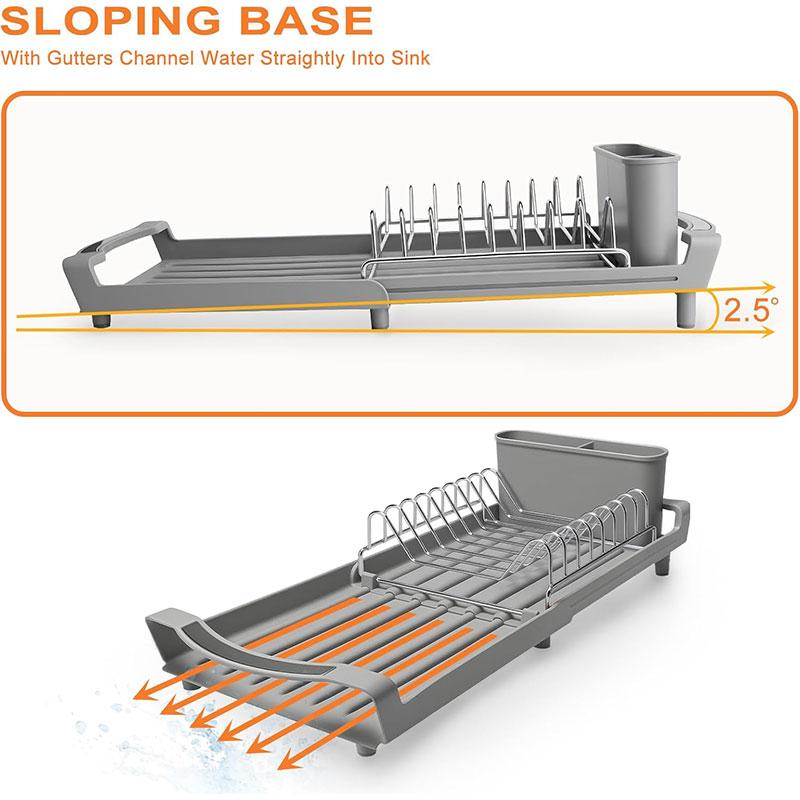 Expandable Dish Drying Rack with Cutlery Holder Rust-Resistant Dish Drainer Kitchen Drying Rack Space Saving Counter Organizer