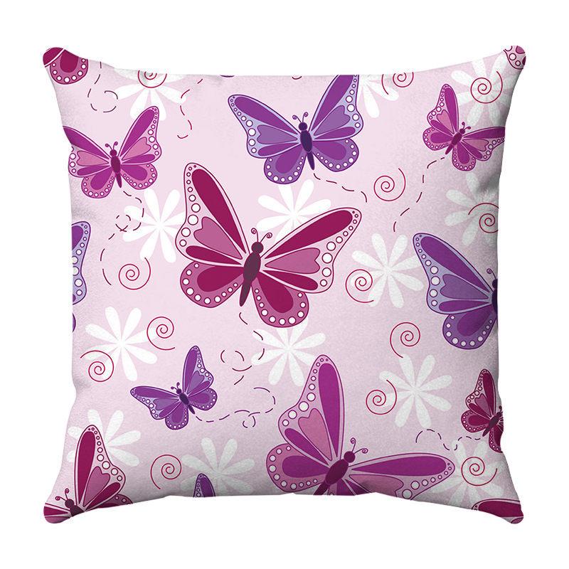 Seamless Watercolor Butterfly Digital Printing Short Plush Pillow Covers for Car Sofa Office Cushion Cover Home Goods 60x60cm