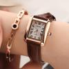 Watch with Leather Antique Roman Analog Waterproof Quartz Fashion Perfect for or as a Gift for Her Women's Strap, Numeral, Display, Movement, Brown,