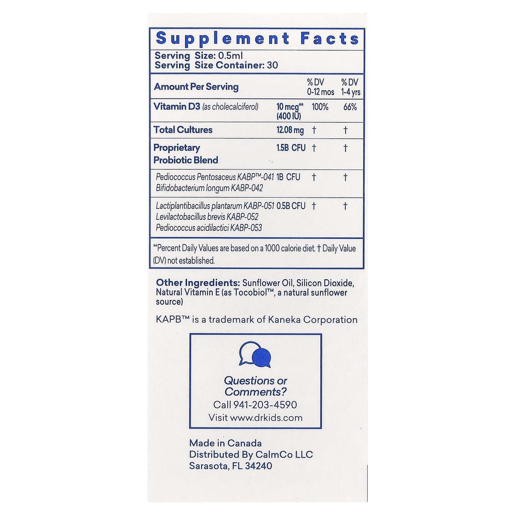 DrKids Baby & Kids, Probiotic Vitamin D Drops, 15ml (0.5 Fl Oz)