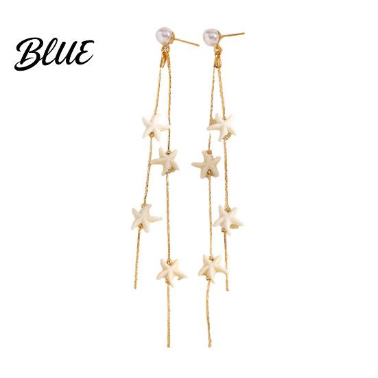 Face Slimming Earrings 1 Pair Women Earrings Long Tassel Shell B