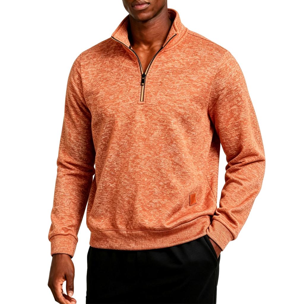 Men's Knit Pullover with Stand Collar and Light for Casual Wear