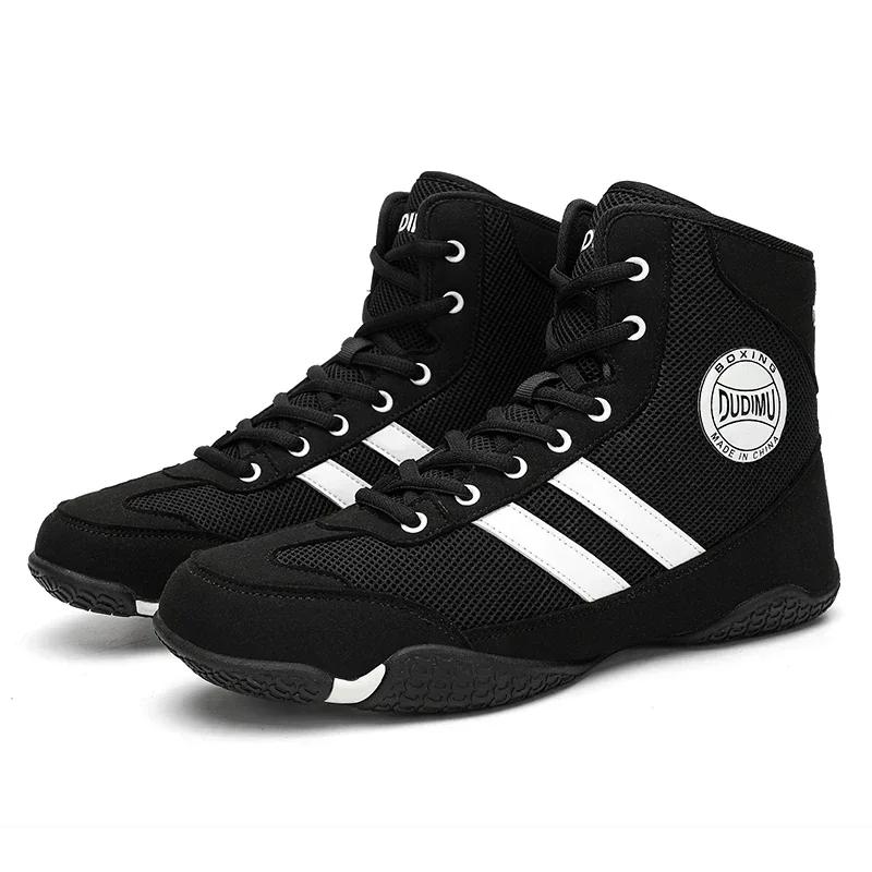 

Большие размеры для мужчин, борцовская обувь, уличные мужские спортивные высокие кроссовки для тренировок по борьбе, черные мужские профессиональные боксерские туфли 36