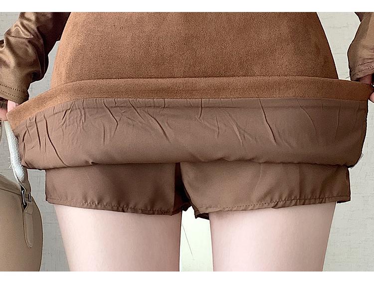 Women's Retro High-Waist Brown Suede A-line Mini Skirt - Spring/Autumn