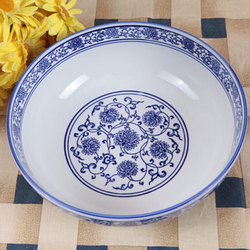 Blue and White Porcelain Large Ceramic Soup & Noodle Bowl