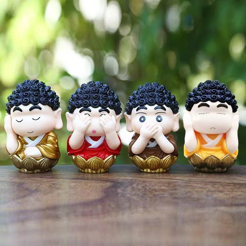 

New 4-piece Crayon Shin-chan Figurine Playset, Anime Crayon Shin-chan COS Buddha Statue Toy, Cute Scale Ratio Model, Decoration, Best Gift Present