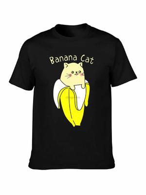 Brand Men Shirt Bananya Banana Funny Cat T Shirt Cute Kawaii Kitten Shirt