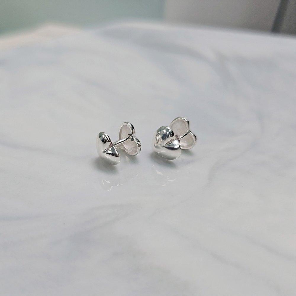 Silver Heart One-Touch Earrings