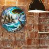 Round Coastal Metal Wall Art Vintage Beach Sign for Home Decor