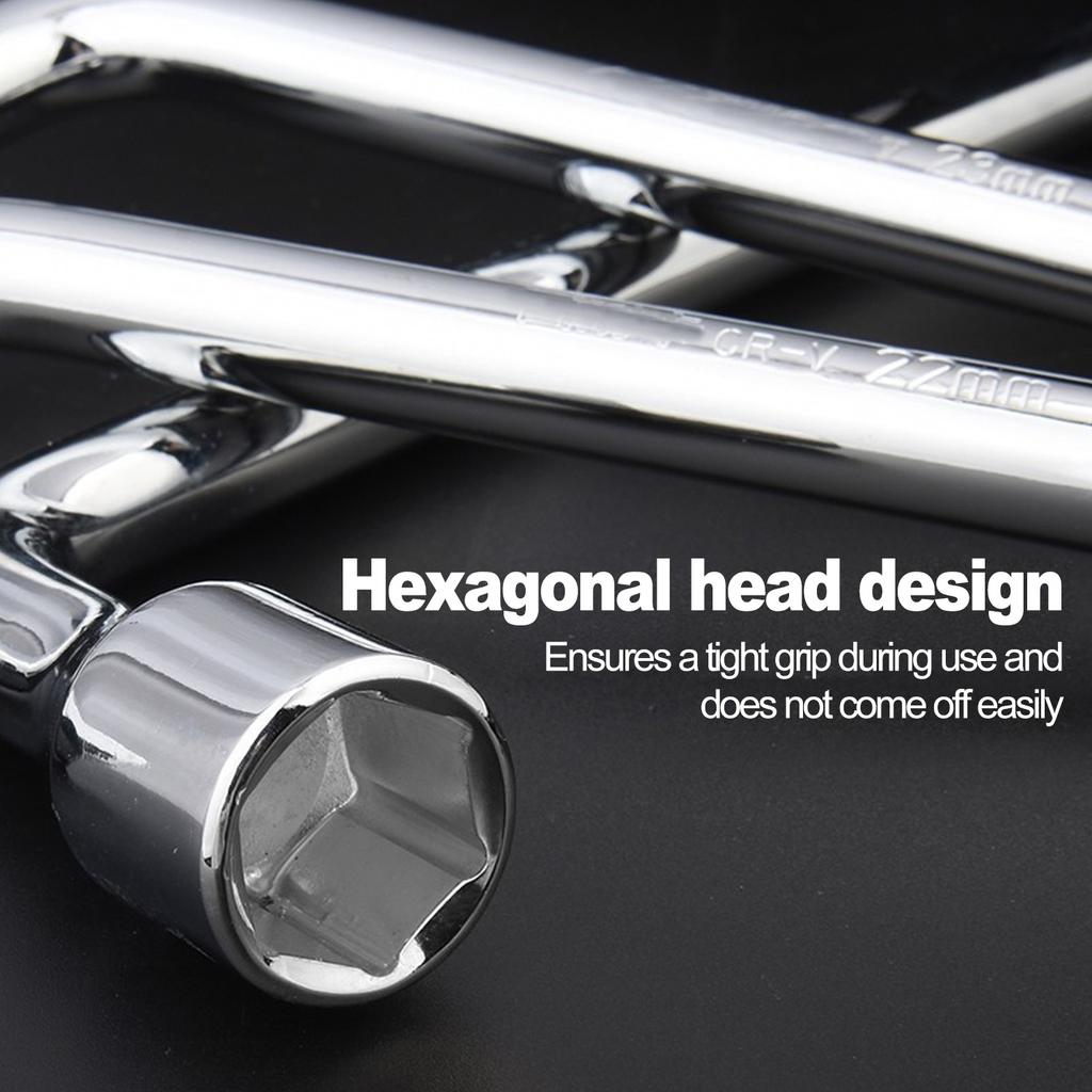 Car Spare Tire Lug Wrench - L type Hexagonal Head 17/19/21mm Slotted End Socket Repair Tool, Standard Tire Wrench