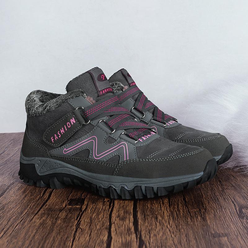 Outdoor Velvet Thickened Hiking Shoes Non-slip, Wear-resistant and Warm High-top Cotton Shoes Winter Women's Shoes Middle-aged Mother Shoes Cotton Bo