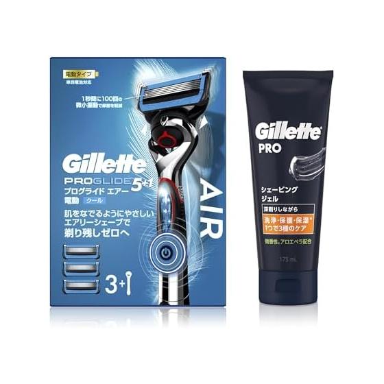 Gillette Proglide Air Electric Body (with 3 Replacement Blades) + Shaving Gel 175ml [Set Purchase] Shaving Razor for Sensitive Skin Men s
